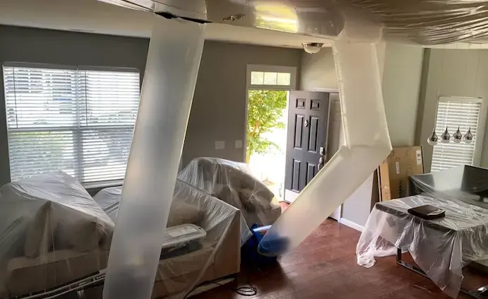 Drying ducts and covered furniture during a Wake Forest dry-out